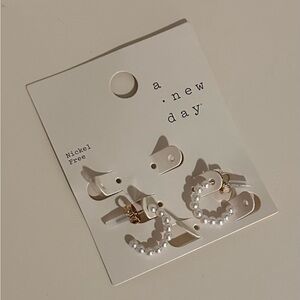 a new day Pearl Hoop Earrings - NWT